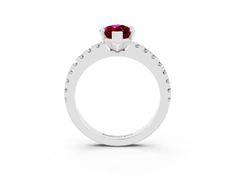 White gold Marquise Cut Solitaire Diamond with Pavé Band and Four-Prong Setting_3