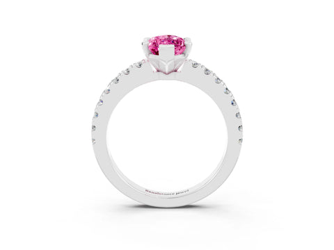 White gold Marquise Cut Solitaire Diamond with Pavé Band and Four-Prong Setting_3