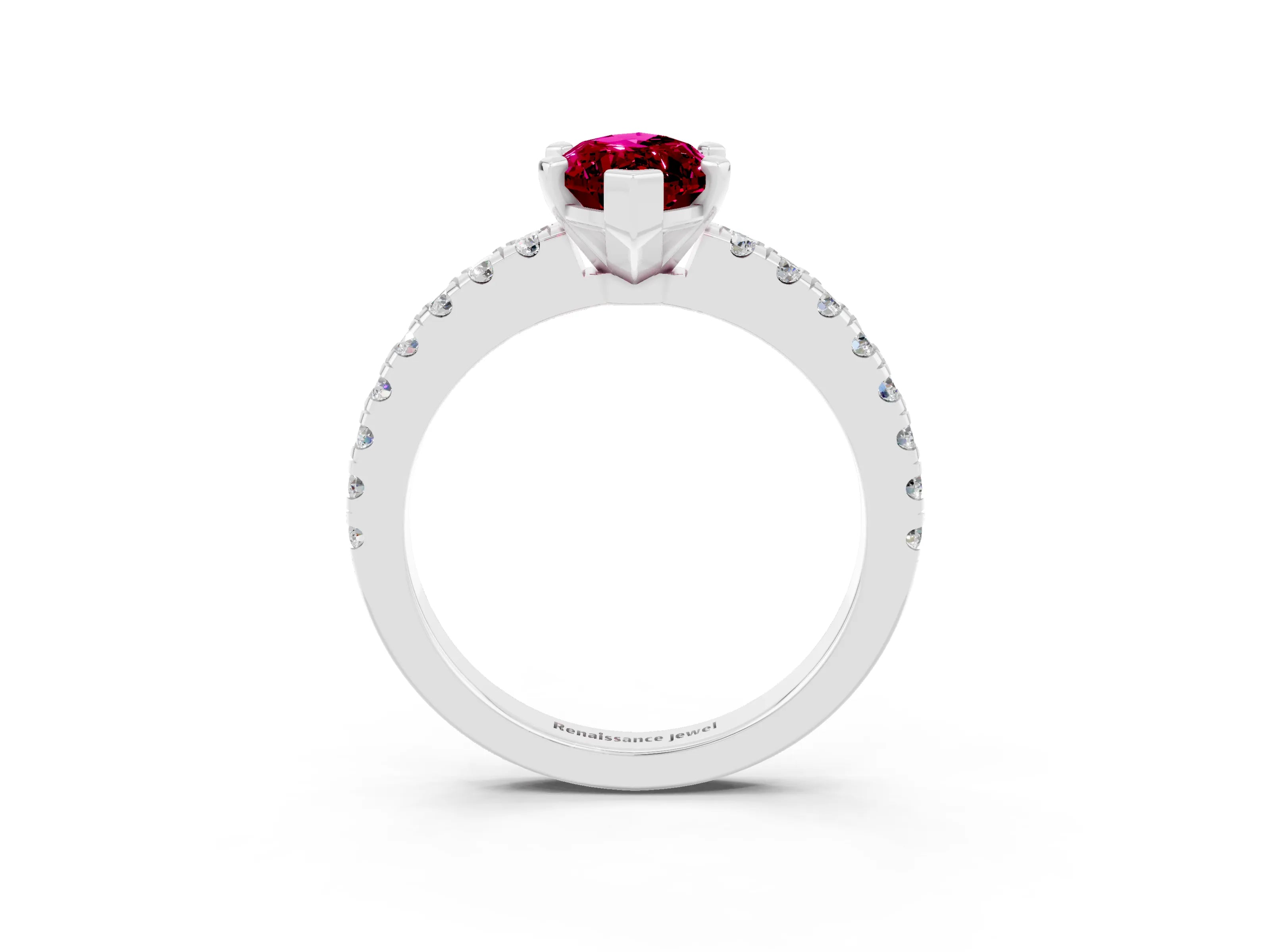 White gold Marquise Cut Solitaire Diamond with Pavé Band and Four-Prong Setting_3