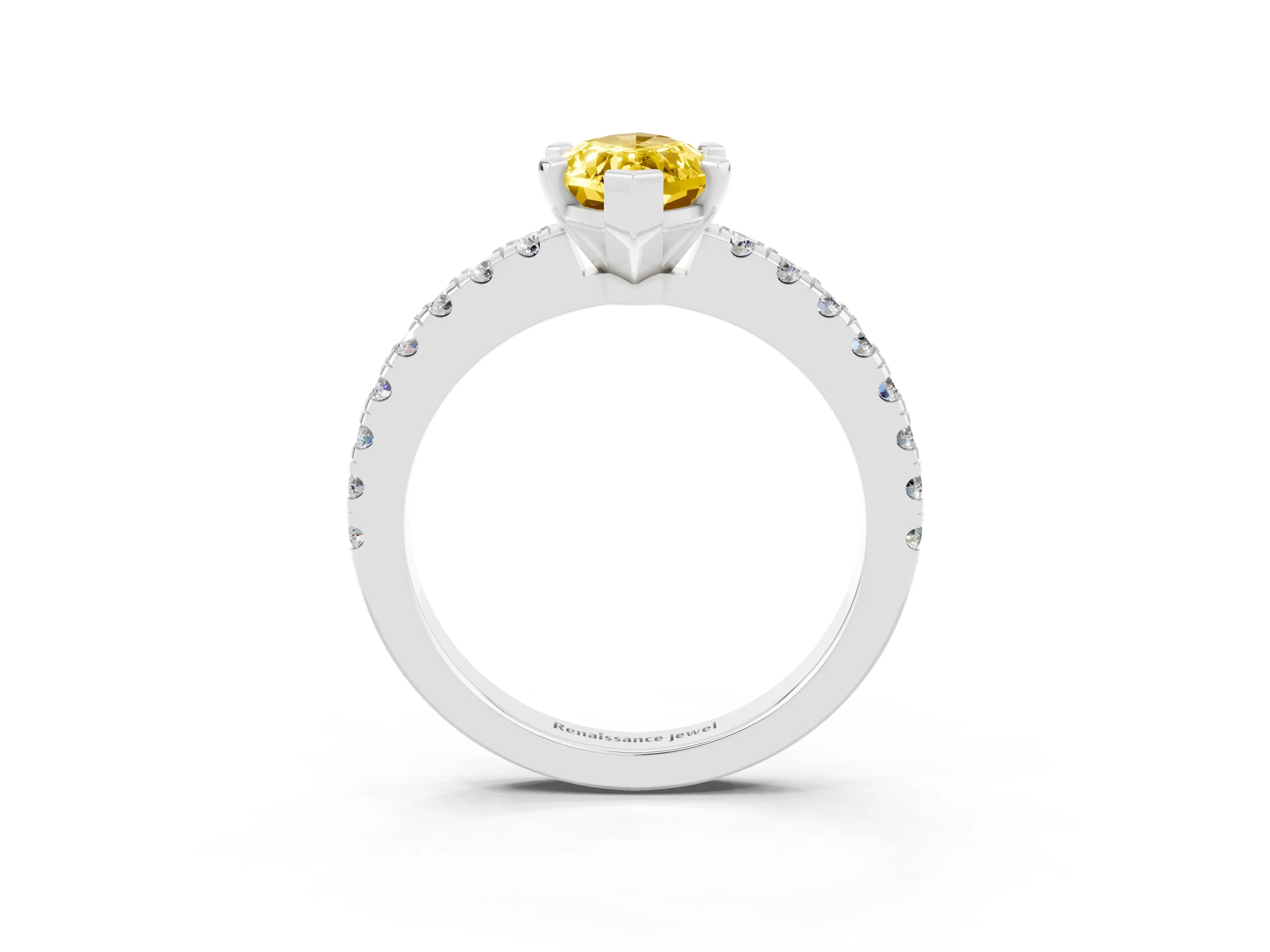 White gold Marquise Cut Solitaire Diamond with Pavé Band and Four-Prong Setting_3