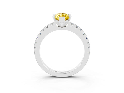 White gold Marquise Cut Solitaire Diamond with Pavé Band and Four-Prong Setting_3