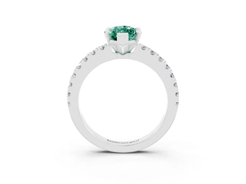 White gold Marquise Cut Solitaire Diamond with Pavé Band and Four-Prong Setting_3