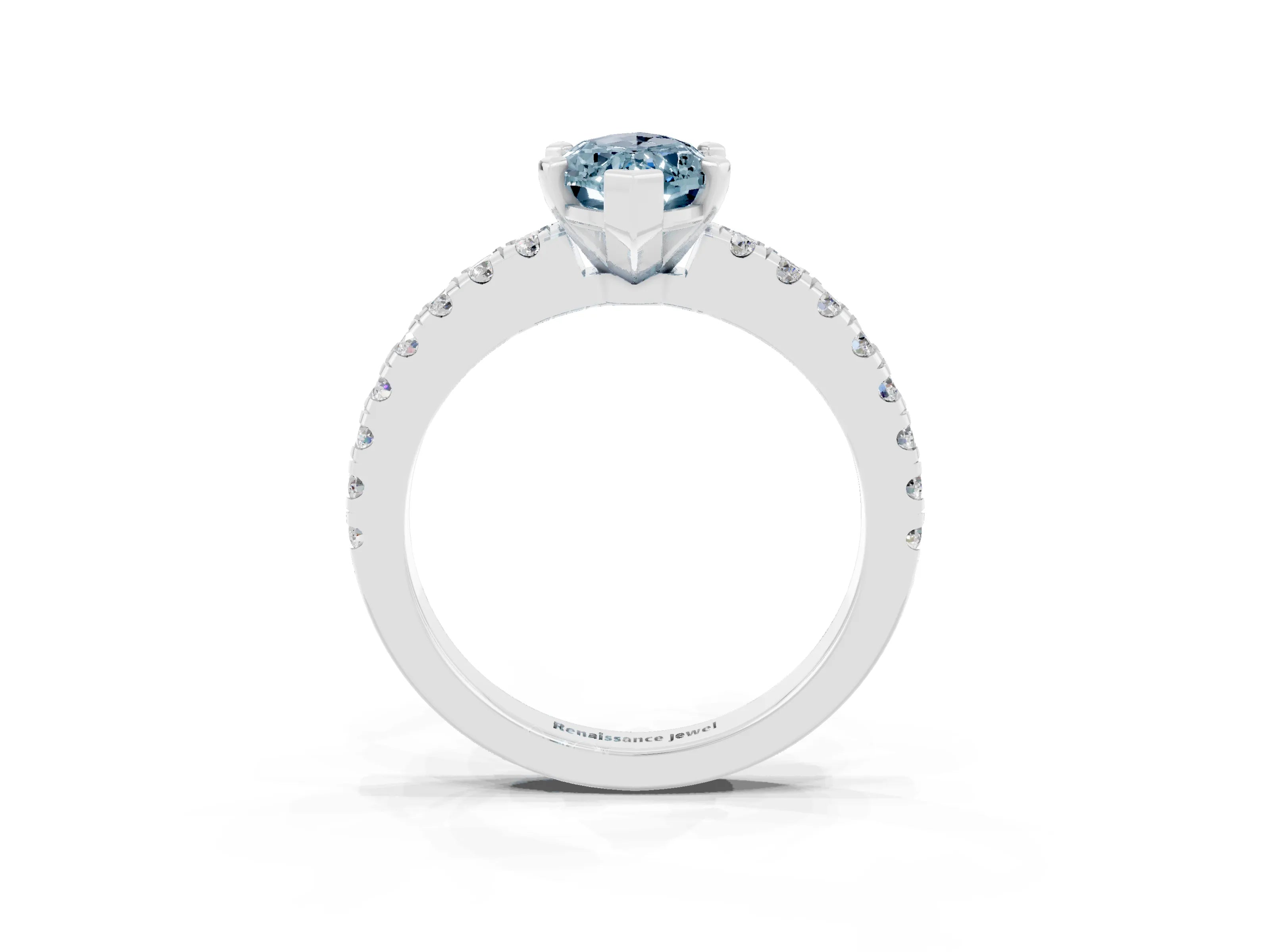 White gold Marquise Cut Solitaire Diamond with Pavé Band and Four-Prong Setting_3