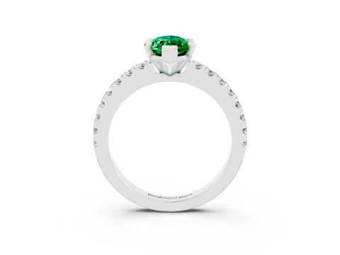White gold Marquise Cut Solitaire Diamond with Pavé Band and Four-Prong Setting_3