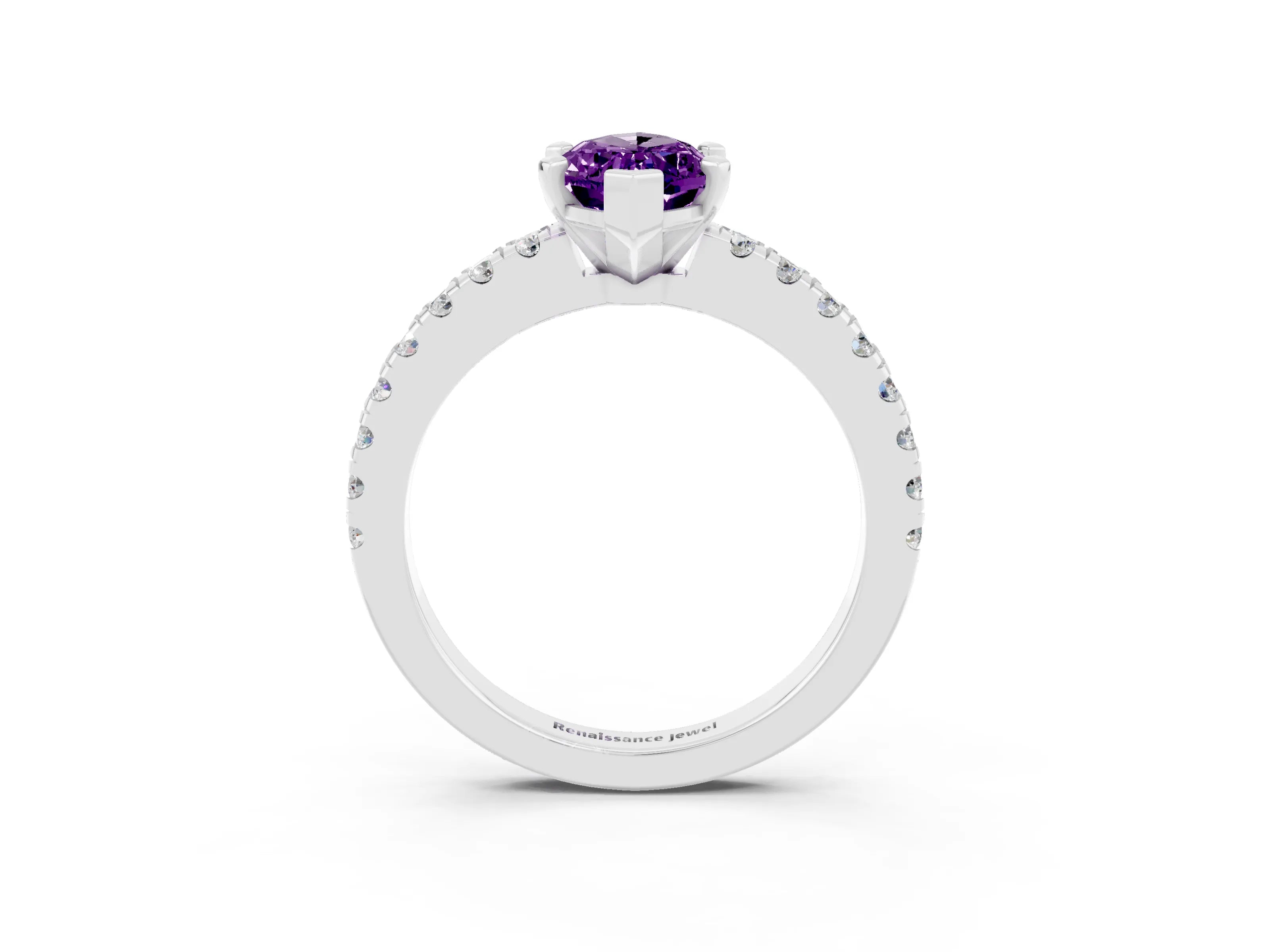 White gold Marquise Cut Solitaire Diamond with Pavé Band and Four-Prong Setting_3