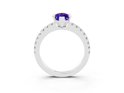 White gold Marquise Cut Solitaire Diamond with Pavé Band and Four-Prong Setting_3