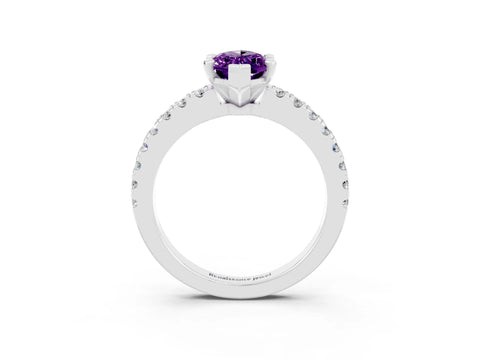 White gold Marquise Cut Solitaire Diamond with Pavé Band and Four-Prong Setting_3