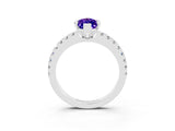 White gold Marquise Cut Solitaire Diamond with Pavé Band and Four-Prong Setting_3
