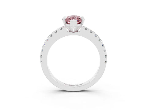 White gold Marquise Cut Solitaire Diamond with Pavé Band and Four-Prong Setting_3