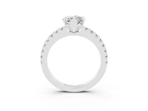 White gold Marquise Cut Solitaire Diamond with Pavé Band and Four-Prong Setting_3