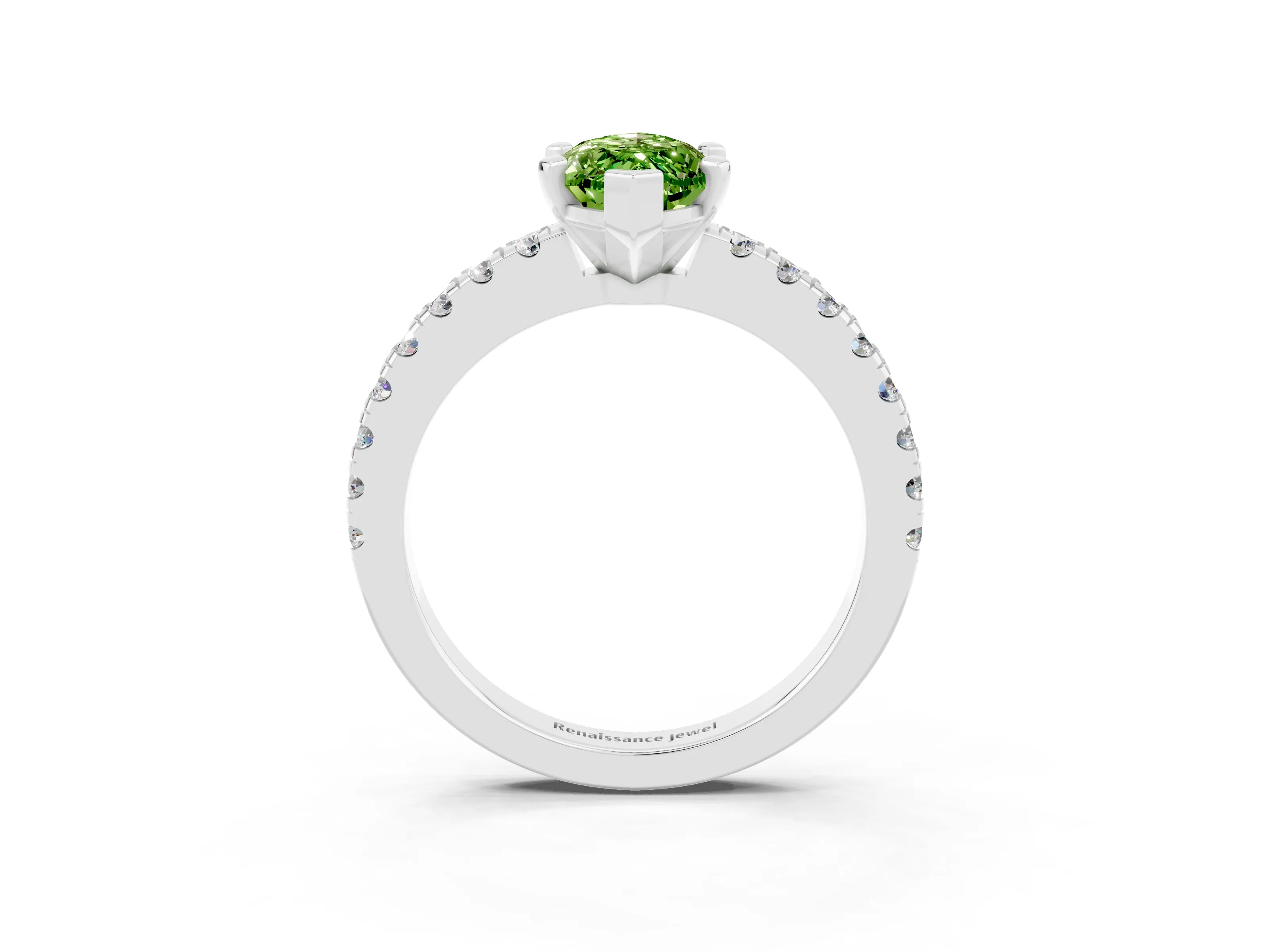 White gold Marquise Cut Solitaire Diamond with Pavé Band and Four-Prong Setting_3