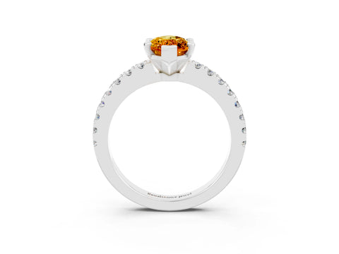 White gold Marquise Cut Solitaire Diamond with Pavé Band and Four-Prong Setting_3