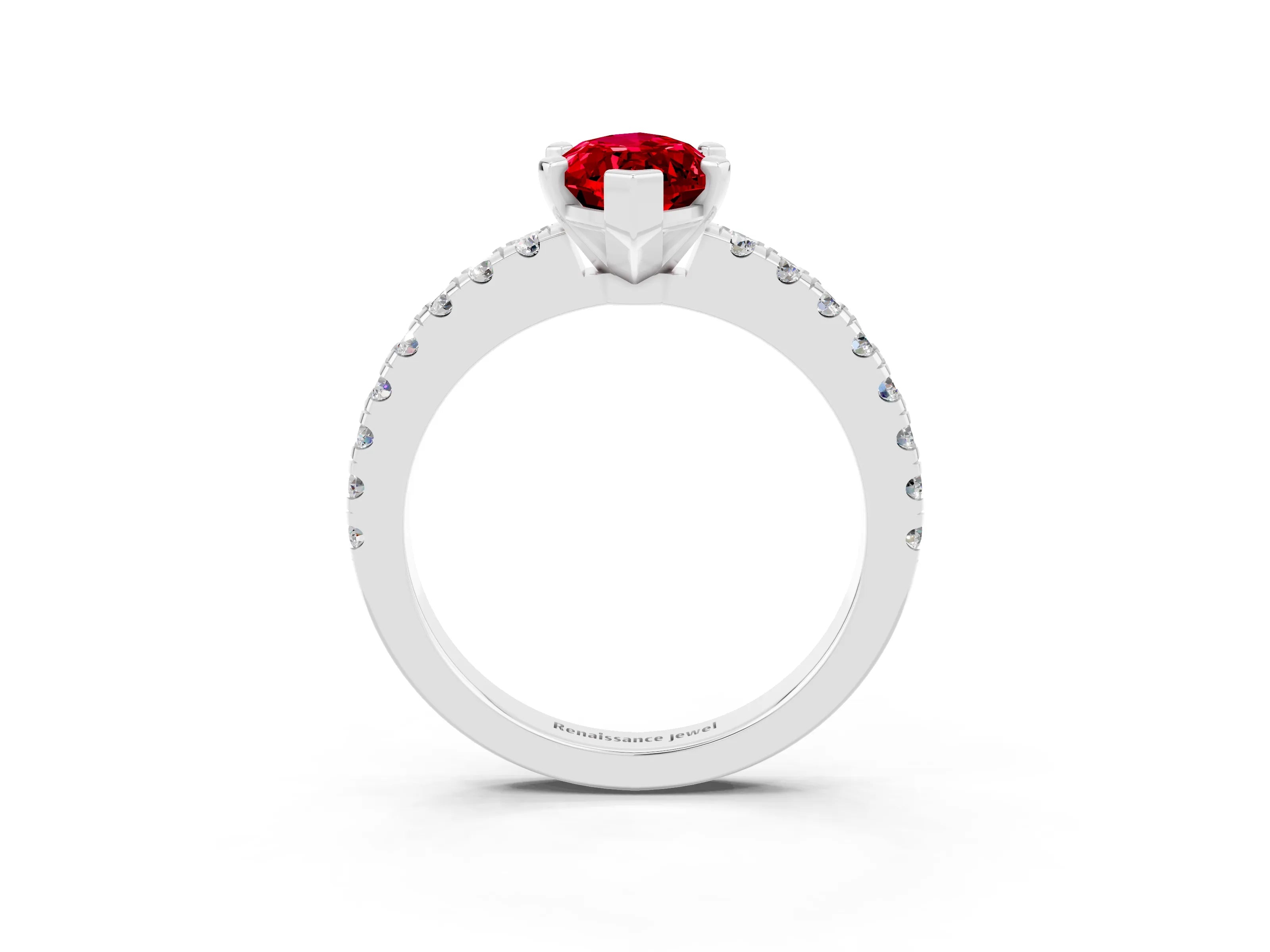 White gold Marquise Cut Solitaire Diamond with Pavé Band and Four-Prong Setting_3