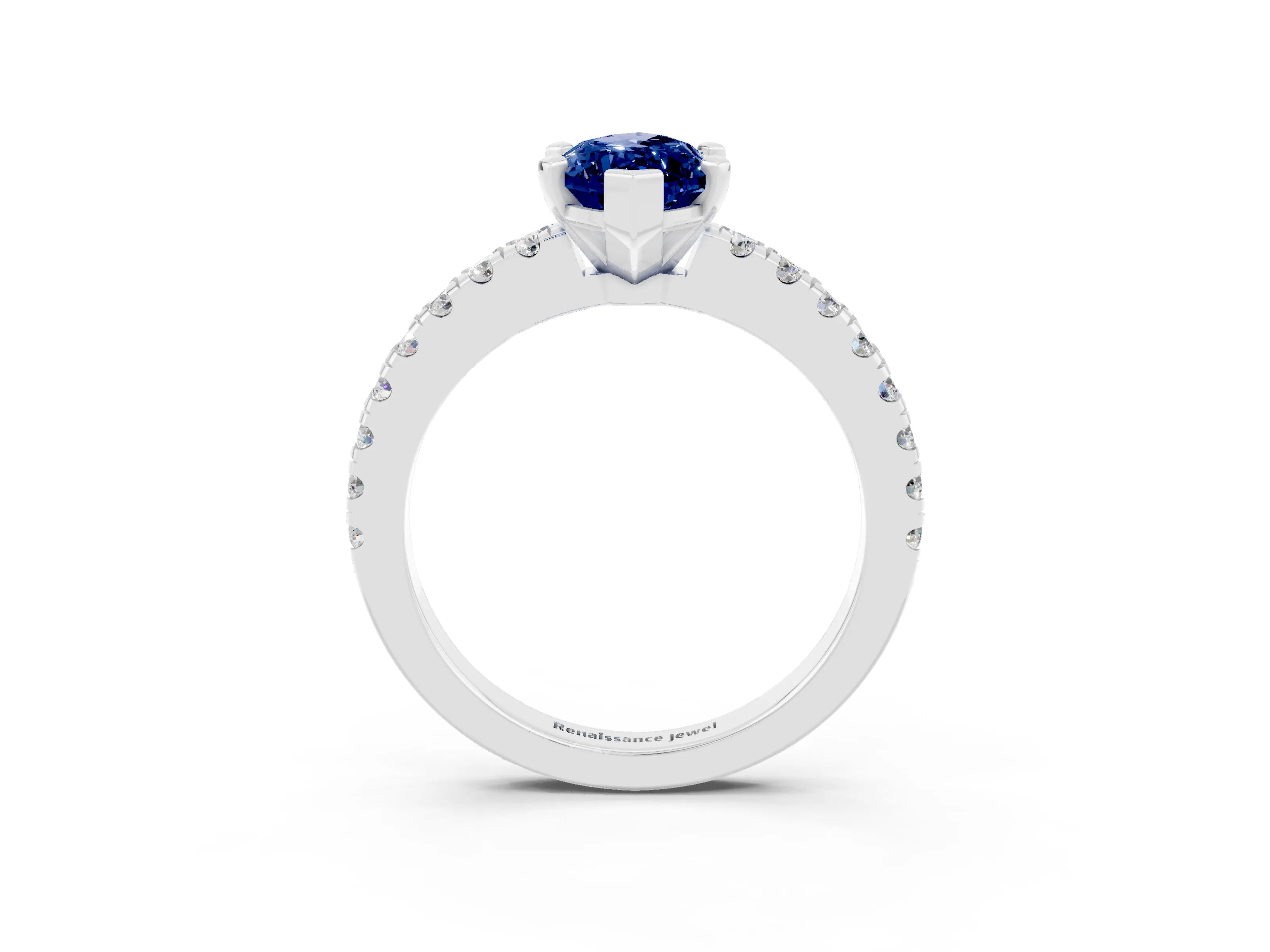 White gold Marquise Cut Solitaire Diamond with Pavé Band and Four-Prong Setting_3