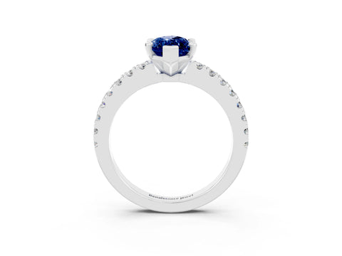 White gold Marquise Cut Solitaire Diamond with Pavé Band and Four-Prong Setting_3