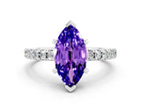 White gold Marquise Cut Solitaire Diamond with Pavé Band and Four-Prong Setting