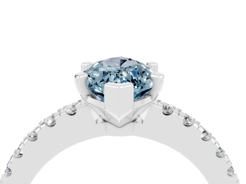 White gold Marquise Cut Solitaire Diamond with Pavé Band and Four-Prong Setting_4