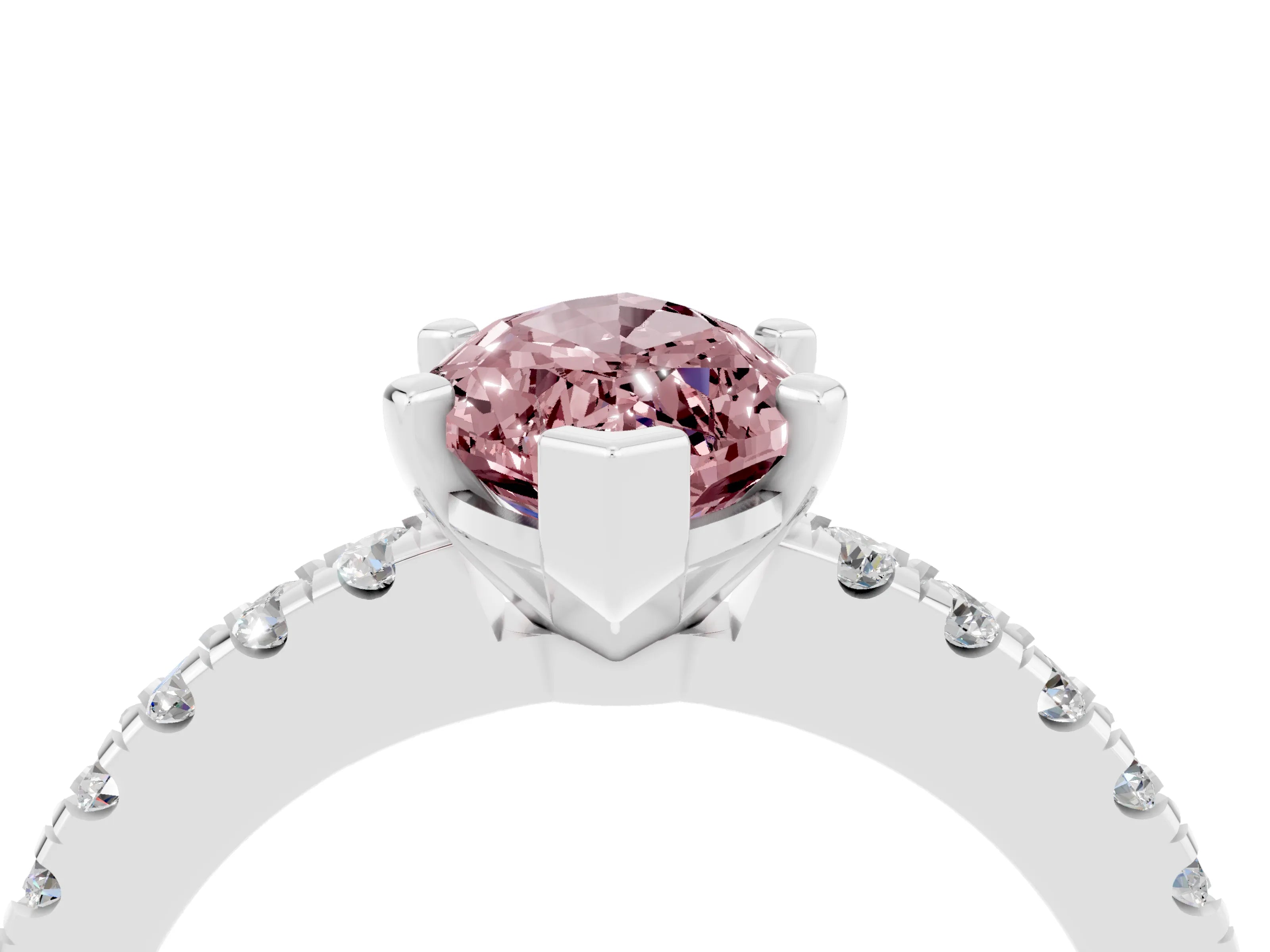 White gold Marquise Cut Solitaire Diamond with Pavé Band and Four-Prong Setting_4