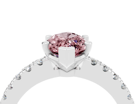 White gold Marquise Cut Solitaire Diamond with Pavé Band and Four-Prong Setting_4