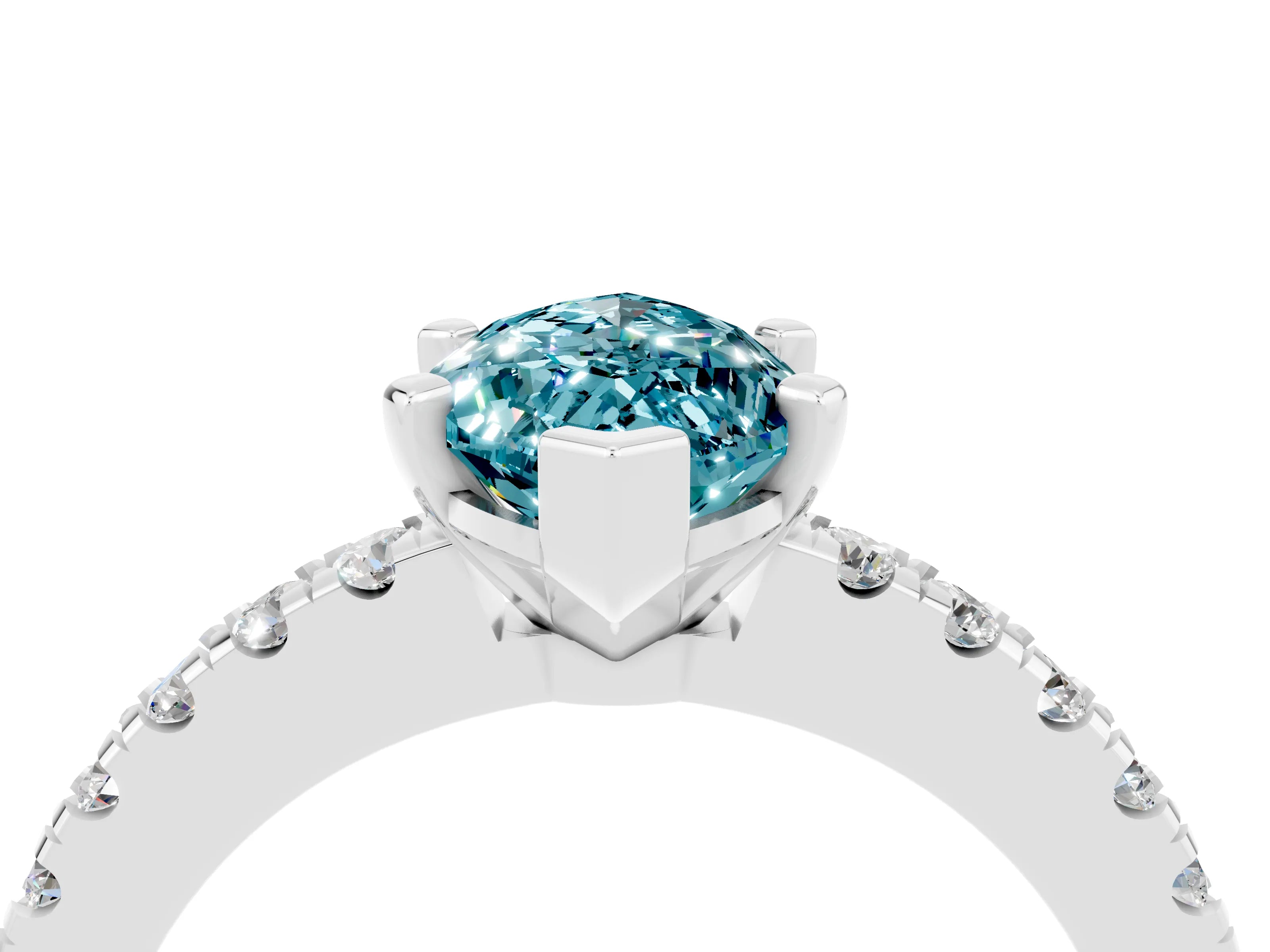 White gold Marquise Cut Solitaire Diamond with Pavé Band and Four-Prong Setting_4