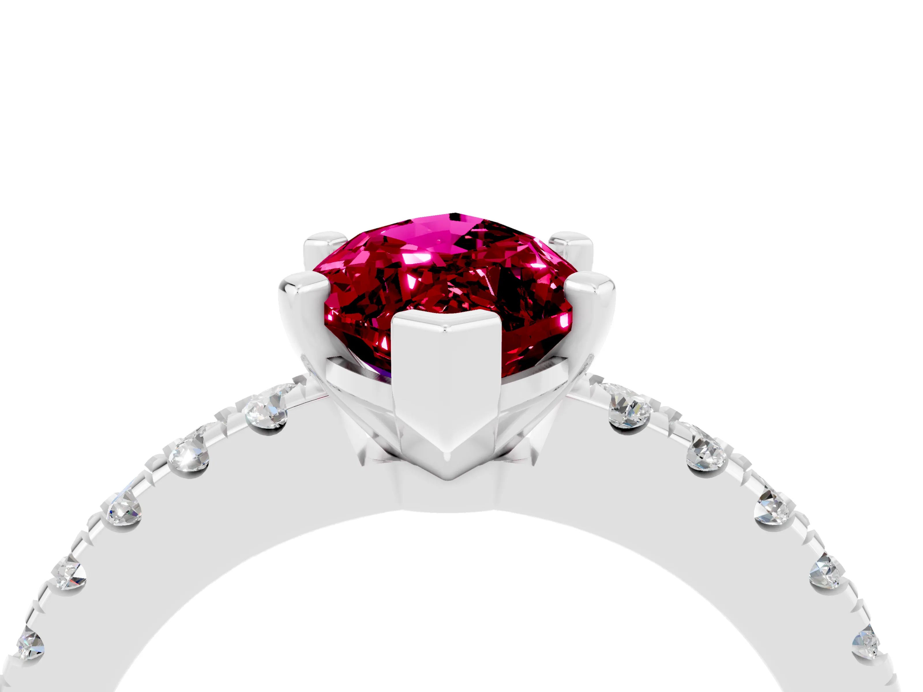 White gold Marquise Cut Solitaire Diamond with Pavé Band and Four-Prong Setting_4