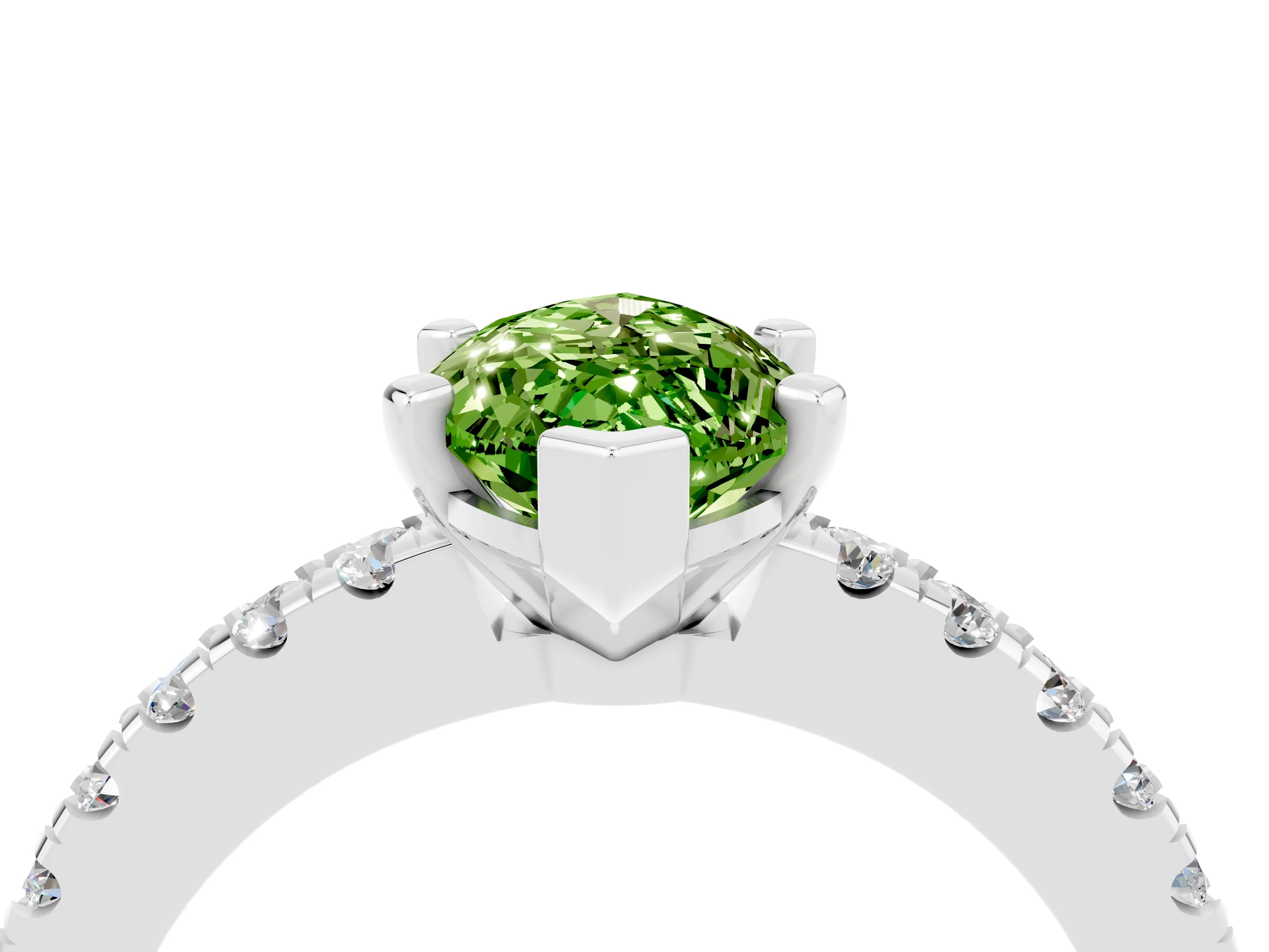 White gold Marquise Cut Solitaire Diamond with Pavé Band and Four-Prong Setting_4