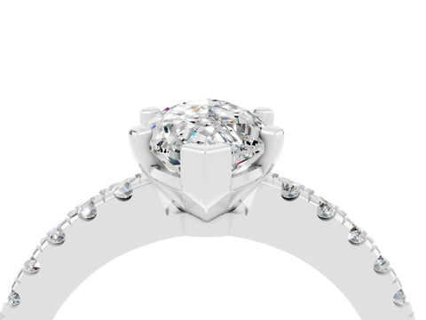 White gold Marquise Cut Solitaire Diamond with Pavé Band and Four-Prong Setting_4