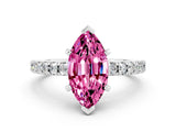 White gold Marquise Cut Solitaire Diamond with Pavé Band and Four-Prong Setting