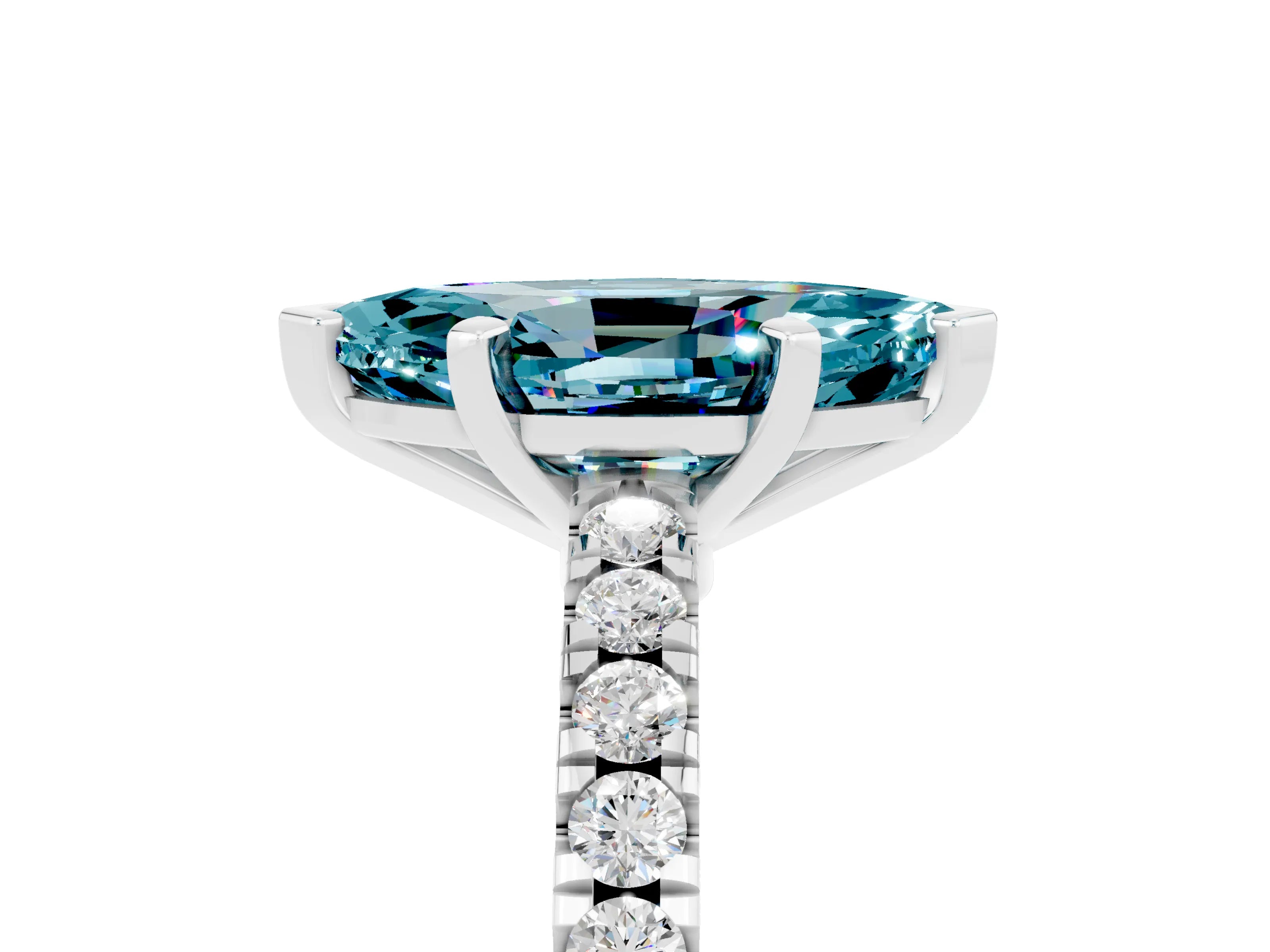 White gold Marquise Cut Solitaire Diamond with Pavé Band and Four-Prong Setting_5