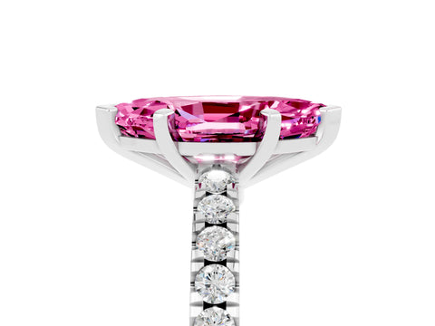 White gold Marquise Cut Solitaire Diamond with Pavé Band and Four-Prong Setting_5