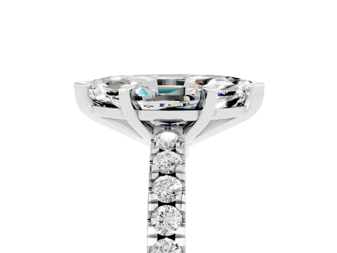 White gold Marquise Cut Solitaire Diamond with Pavé Band and Four-Prong Setting_5