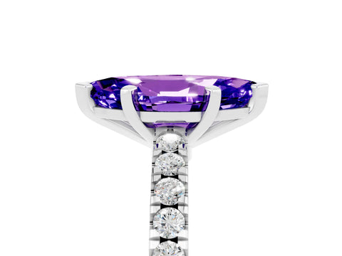 White gold Marquise Cut Solitaire Diamond with Pavé Band and Four-Prong Setting_5