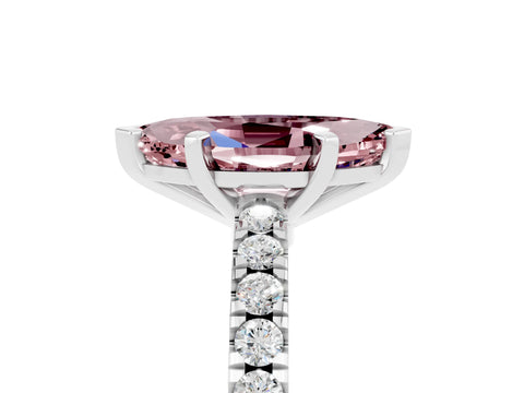 White gold Marquise Cut Solitaire Diamond with Pavé Band and Four-Prong Setting_5
