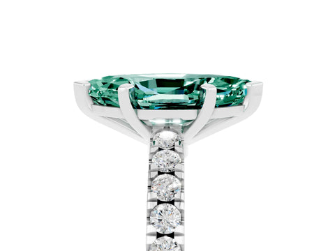 White gold Marquise Cut Solitaire Diamond with Pavé Band and Four-Prong Setting_5
