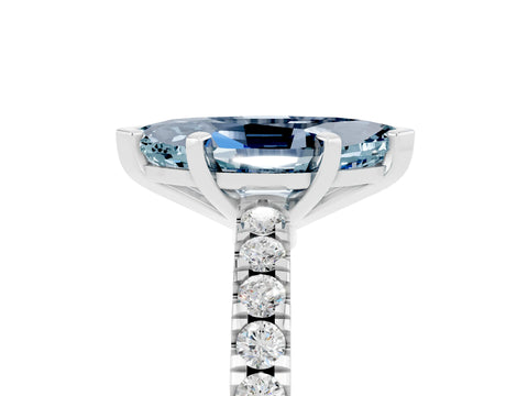 White gold Marquise Cut Solitaire Diamond with Pavé Band and Four-Prong Setting_5