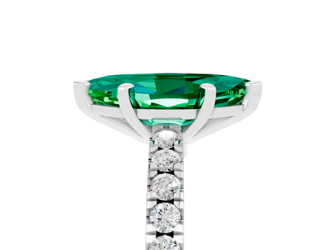 White gold Marquise Cut Solitaire Diamond with Pavé Band and Four-Prong Setting_5