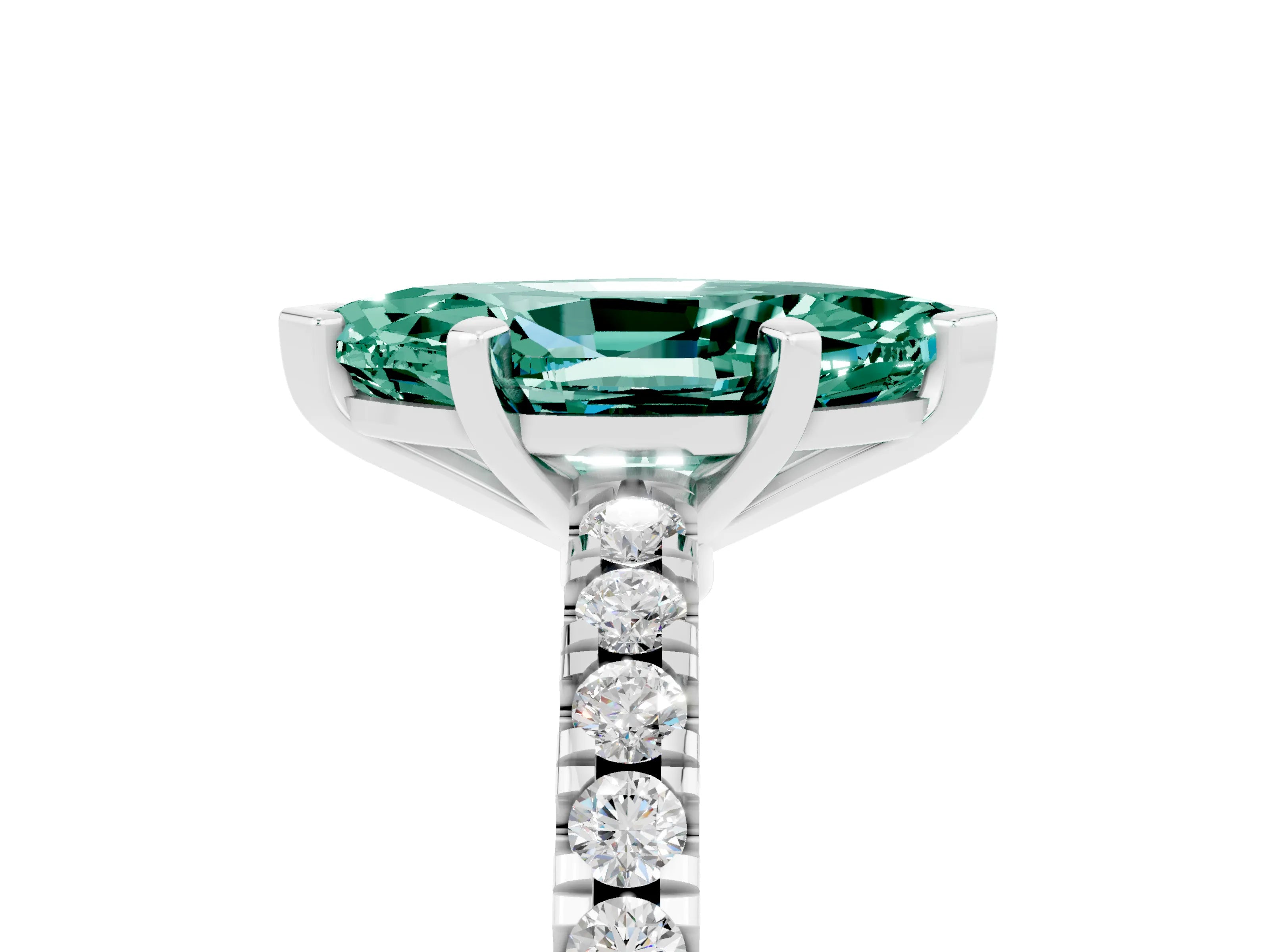 White gold Marquise Cut Solitaire Diamond with Pavé Band and Four-Prong Setting_5
