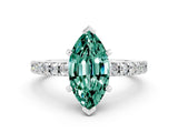 White gold Marquise Cut Solitaire Diamond with Pavé Band and Four-Prong Setting