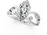 White gold Marquise Cut Solitaire Diamond with Side Stones on Criss-Cross Band and Four-Prong Setting_25