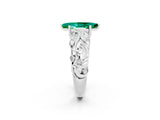 White gold Marquise Cut Solitaire Emerald Leaf-Inspired Vine Band Ring with Prong Setting_2