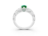 White gold Marquise Cut Solitaire Emerald Leaf-Inspired Vine Band Ring with Prong Setting_3