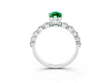 White gold Marquise Cut Solitaire Emerald Ring with Pave Band and Four-Prong Setting_3