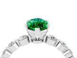 White gold Marquise Cut Solitaire Emerald Ring with Pave Band and Four-Prong Setting_4