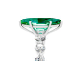 White gold Marquise Cut Solitaire Emerald Ring with Pave Band and Four-Prong Setting_5