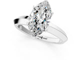 White gold Marquise Cut Solitaire Engagement Ring with Flat Band and Four-Prong Setting 1