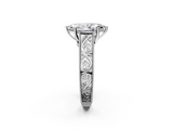 White gold Marquise Cut Solitaire Engraved Band with Four-Prong Setting_63