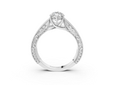 White gold Marquise Cut Solitaire Engraved Band with Four-Prong Setting_64