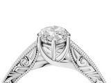 White gold Marquise Cut Solitaire Engraved Band with Four-Prong Setting_65