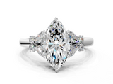 White gold Marquise Cut Solitaire Floral Diamond Ring with Four-Prong Setting_53