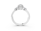 White gold Marquise Cut Solitaire Floral Diamond Ring with Four-Prong Setting_56